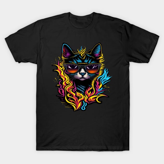 cool cat in glasses T-Shirt by sukhendu.12